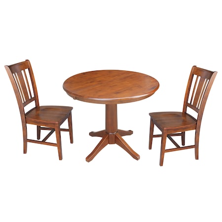 International Concepts Round 36 in Round Extension Dining Table with 2 RTA Chairs, Espresso, 36 in W, 48 in L, 30.1 in H K581-36RXT-27B-C10-2